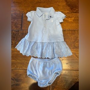 Polo by Ralph Lauren Light Blue Eyelet Polo Dress & Bloomers Set - Girls